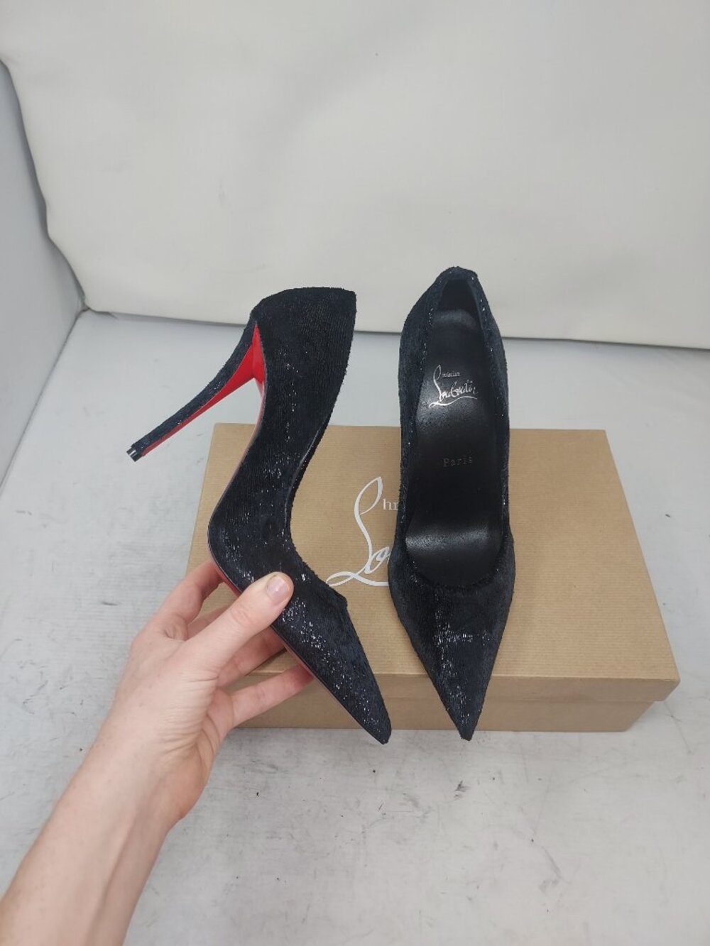 Christian Louboutin Miss Z Black Velluto Heel Shoe